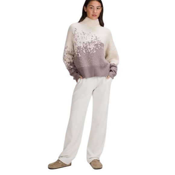 Lululemon Ombre Knit Textured Turtleneck Sweater Wool Blend Gray Cream Size 2 - Picture 12 of 12